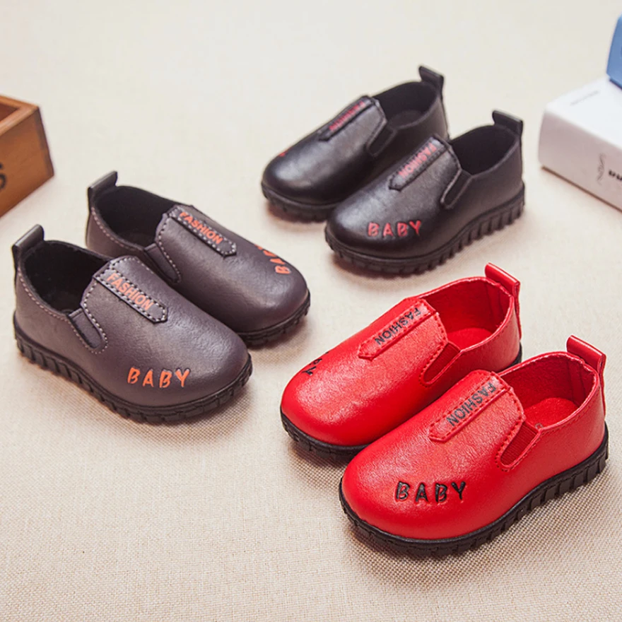 New Designer Girls Shoes Kids 2017 Autumn Casual Sneakers Children Red Black Retro Baby Soft Toddler Boy Leather Flat Shoe |