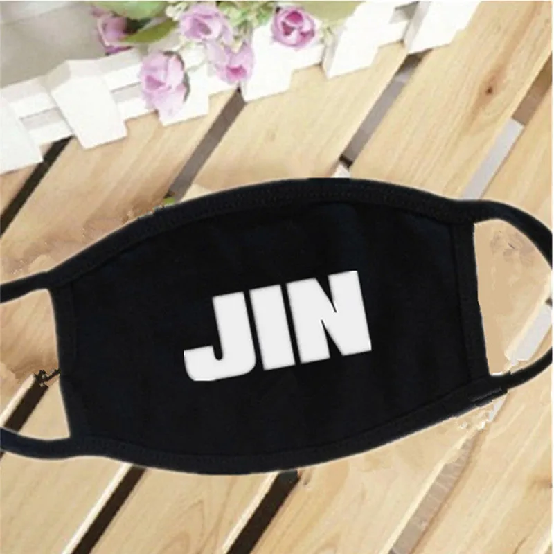 Черная белая хлопковая пылезащищенная маска для лица Kpop с надписью V JIN JIMIN и т. Д.