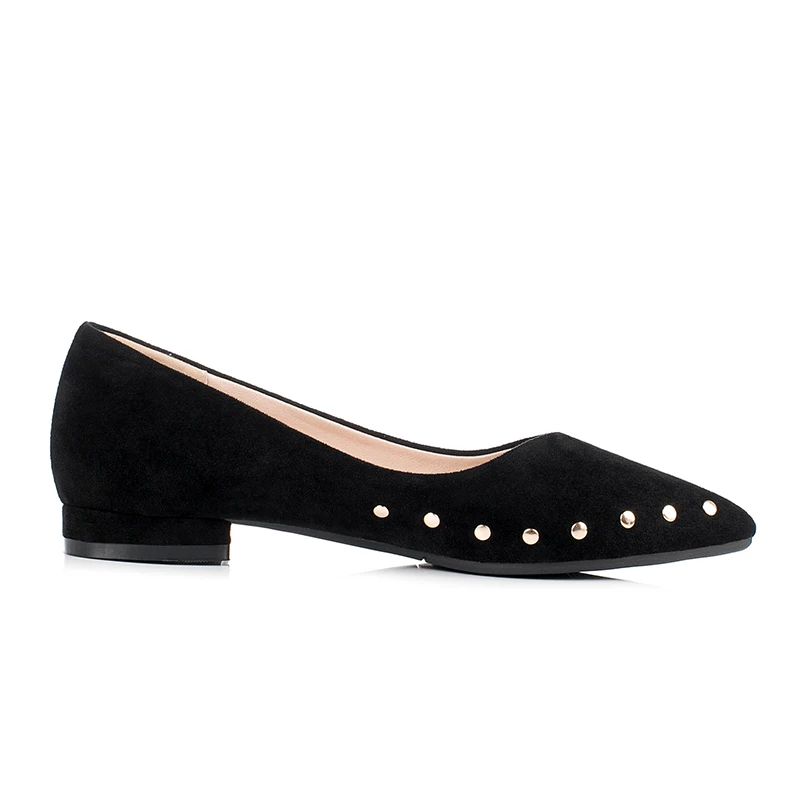 JK 2019 Spring New Casual Women Flats Pointed Toe Footwear Shoes Slip-On Flat Sole Fashion Metal Decoration Flock Woman | Обувь