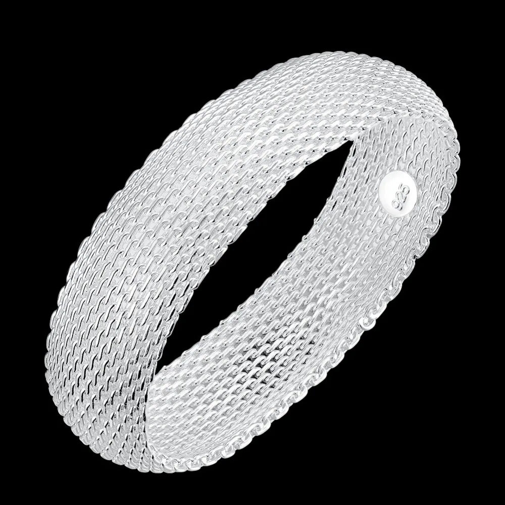 Free Shipping Open work Large closed net bracelet fashion round shape silver | Украшения и аксессуары