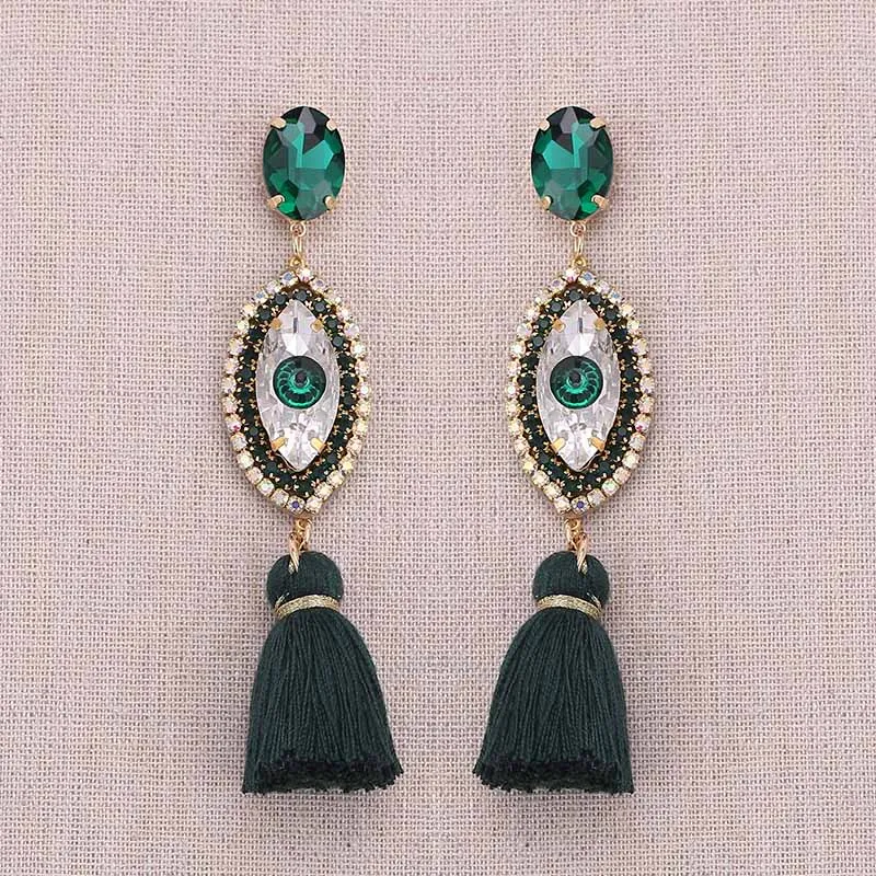 E1075 Green Sehuoran, женские серьги с кисточками, геометрические, с бахромой, разноцветные, висячие серьги, свадебные, вечерние, модные ювелирные изделия, подарки - Окраска металла: E1075 Green