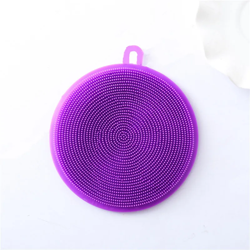 Purple 1Pcs Силиконовая губка для чаши, кастрюли, мытья кухонных принадлежностей, мытья посуды, инструмент для приготовления пищи, Чистящая губка, чистящая щетка - Цвет: Purple 1Pcs