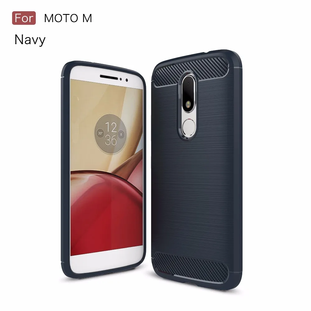 For Motorola Moto M Case Carbon Fiber TPU Brushed Phone Skin Back Cover Protector for XT1662 Capa Coque Funda |