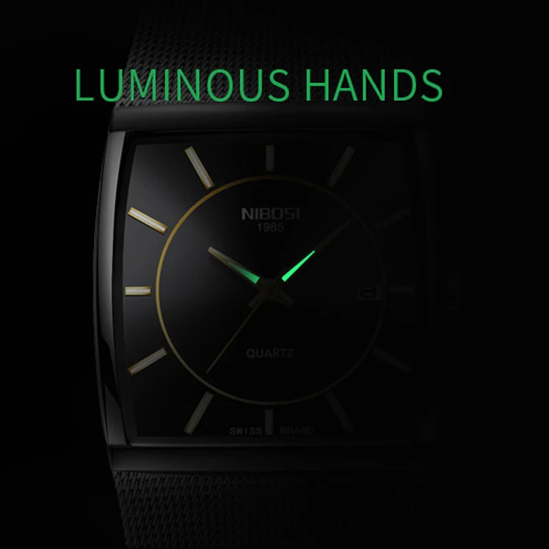 Мужские кварцевые спортивные часы NIBOSI модные брендовые с ремешком из стали