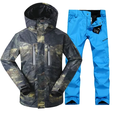GSOU Снежный бренд мужской лыжный костюм лыжная куртка брюки ветрозащитная