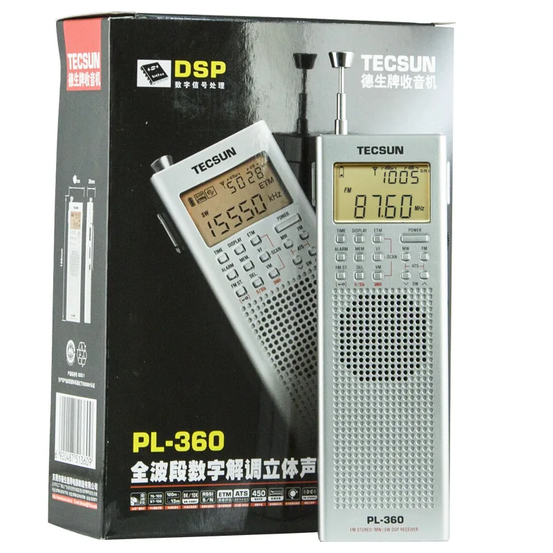 Оригинальное Tecsun PL 360 портативное цифровое радио usb AM FM карманное рекордер PLL DSP ETM