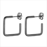 de44 titanium stainless steel square shape earrings height 20mm black vacuum plating no fade allergy free