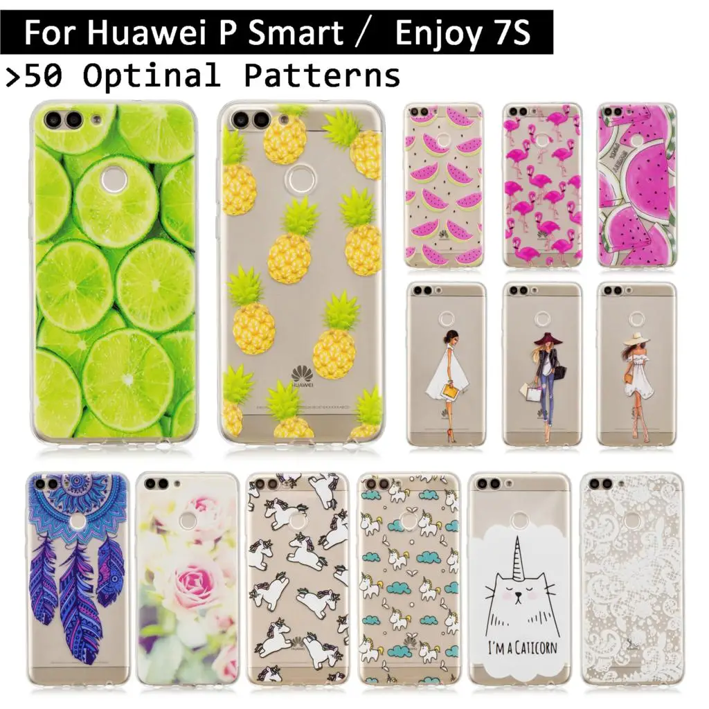 Модный мягкий ТПУ чехол для Huawei P Smart/Enjoy 7 S 2018 силиконовый с милыми животными