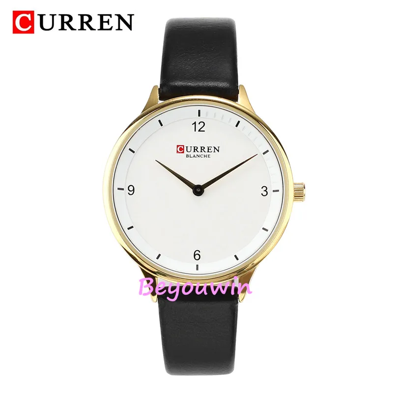 50 шт./лот curren 9039 роскошные женские белые часы с кожаным циферблатом кварцевые