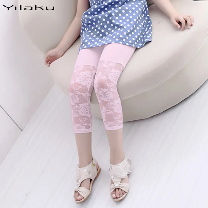 Новинка Детские леггинсы ярких цветов Летние детские штаны Леггинсы с цветочным