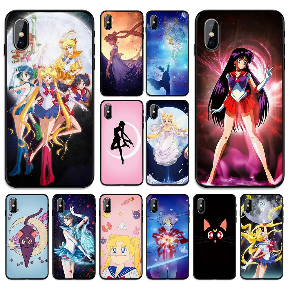 Сейлор Мун мягкая термополиуретановая крышка чехол для Apple iPhone 6 6S 7 8 Plus 5 5S SE X XS MAX XR