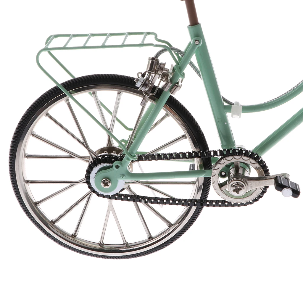 1/10 Mini Green Bike литые модели велосипедов с корзиной и сиденьем Игрушечная копия| |