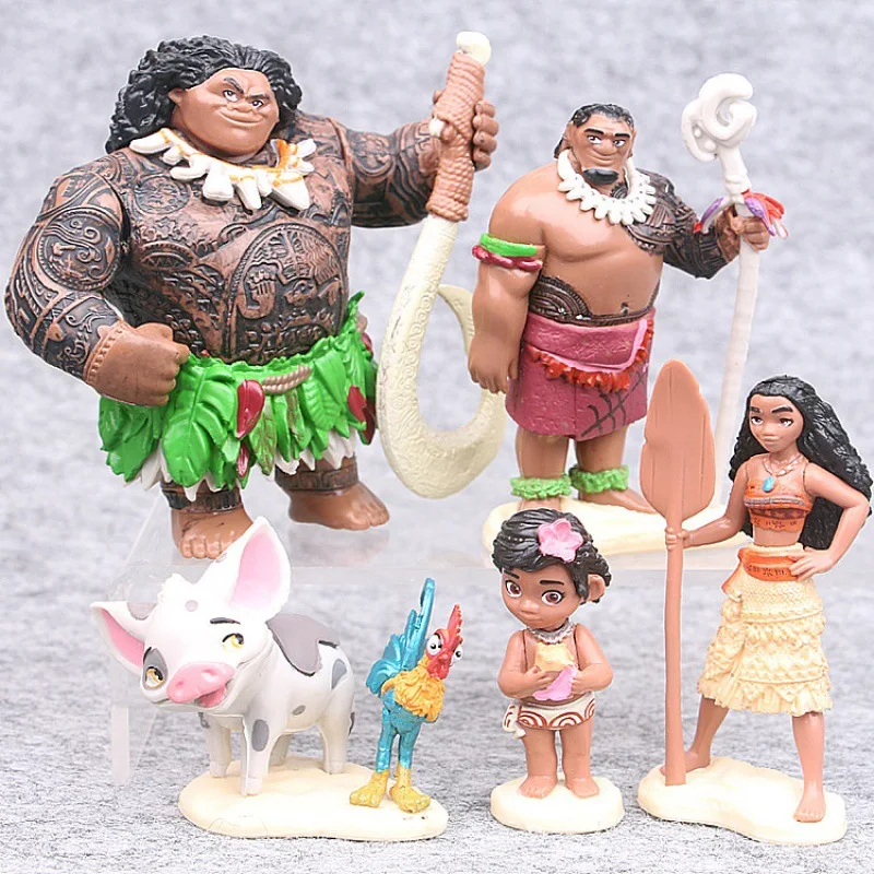 Hot ! 6-12cm Movie Moana Princess Maui Chief Tui Tala Heihei Pua Action Figure Brinquedo PVC Toys For Kids Models Birthday Gifts