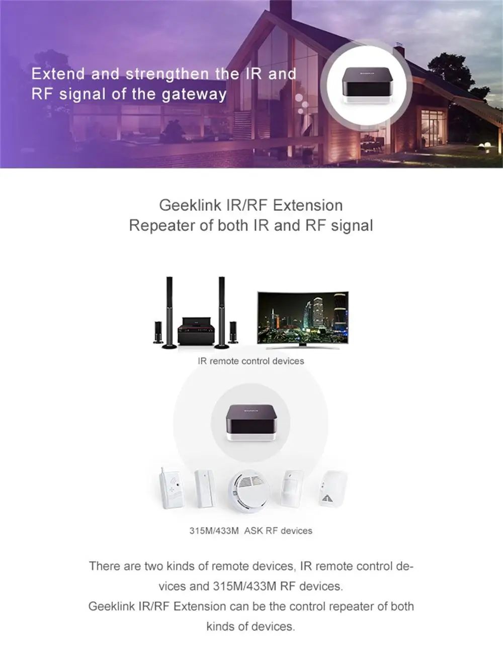 Geeklink расширение филиал WiFi переключатель умный дом автоматизация работа для Alexa Google Home Tmall ElfRF инфракрасный сигнал IOT