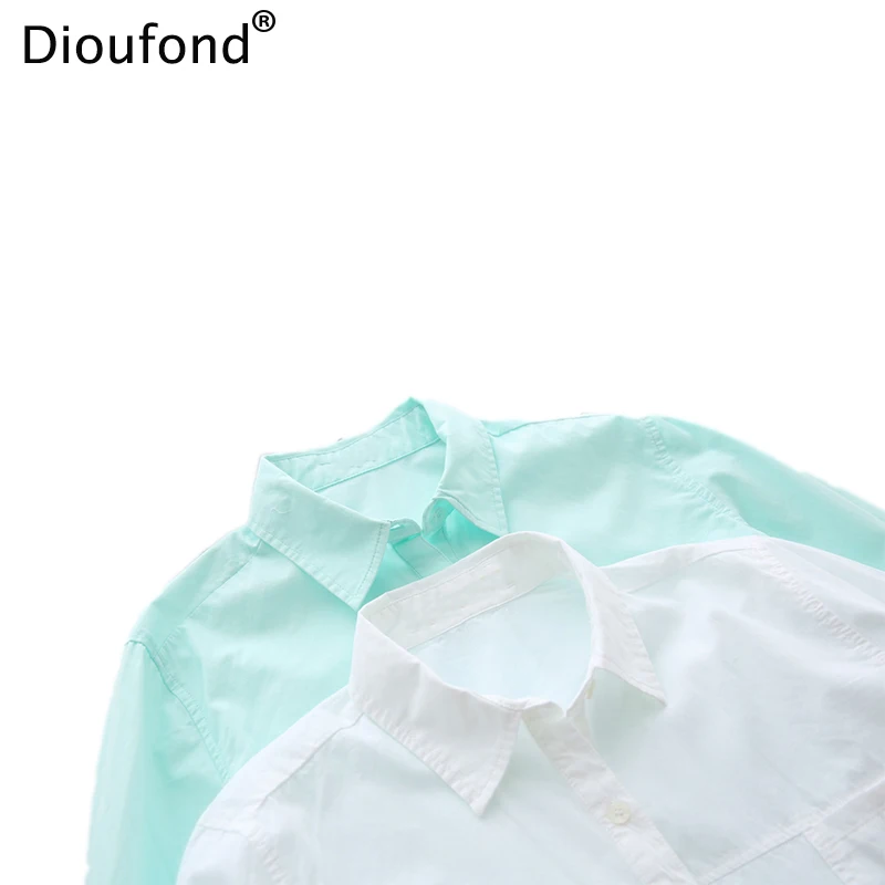 Осенняя белая блузка Dioufond рубашка с длинным рукавом однотонная хлопковая