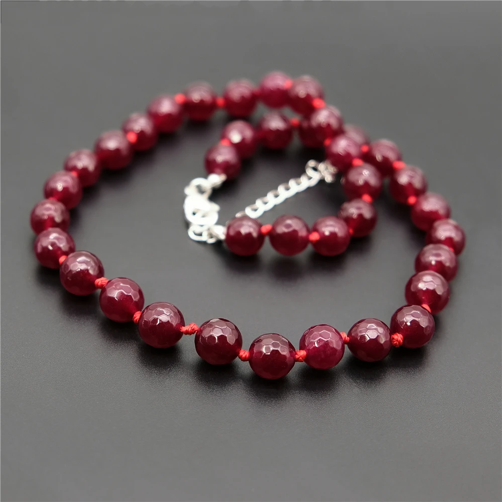 Vintage Classic Natural Stone Jewelry Handmade Simply Deep Red Rubies Beaded Rope Chain Strand Necklace | Украшения и аксессуары