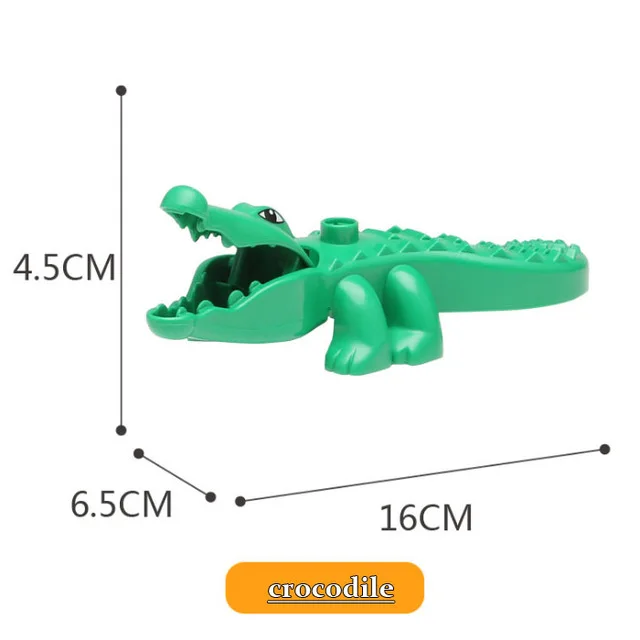 crocodile Большие блоки животных бегемот жираф слон крокодил прыгун обезьяна медведь Зебра панда Тигр duploed совместимые игрушки - Цвет: crocodile
