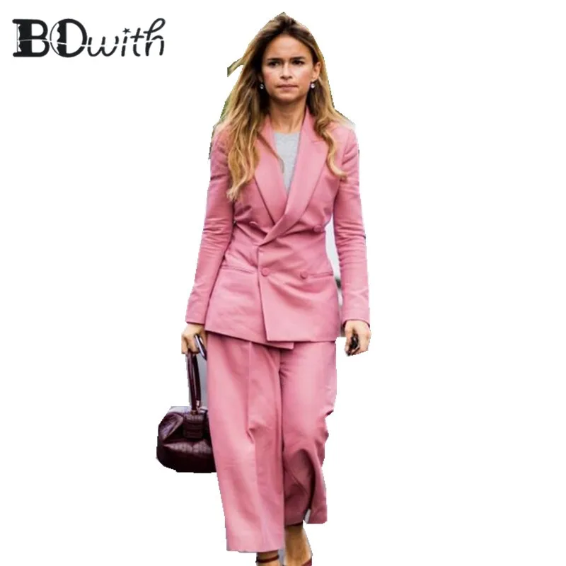 Custom Made Pink 2 Piece Set (Jacket+Vest) Women Elegant Pants Suits Ladies Business Pant Suits Formal Office Suits