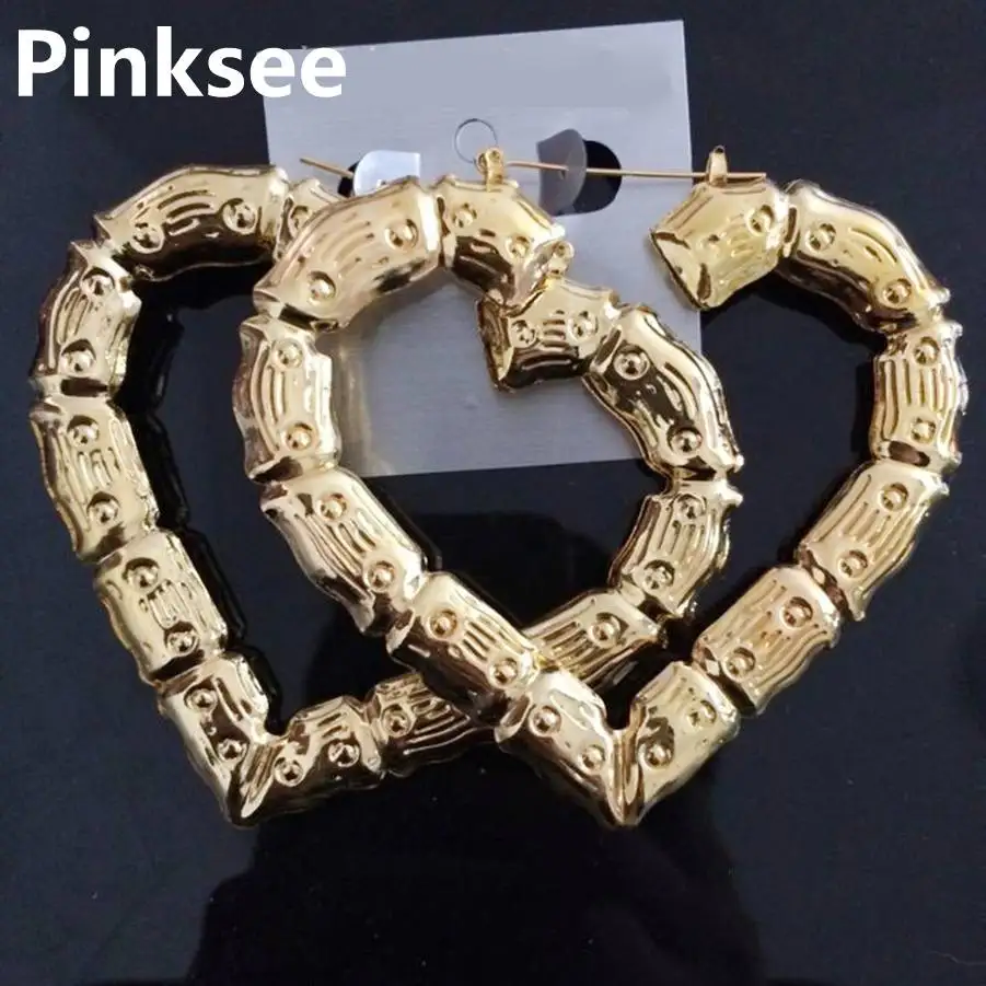 

Punk Exaggerated Big Bamboo Shape Dangle Earrings Golden Circle Heart hip-hop Nightclub Earrings Europe Fashion Jewelry