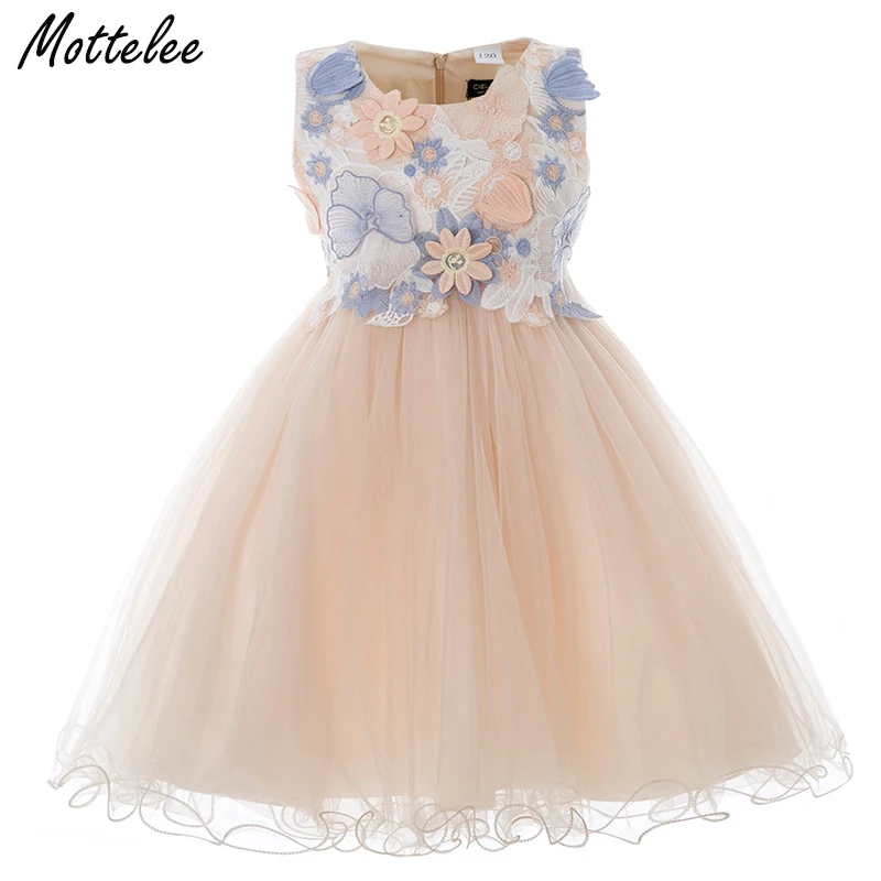 Girls Dress 3D Flower Children Wedding Party Ball Gown Butterfly Baby Girl Prom Dresses Princess Kids Birthday Frocks for | Детская