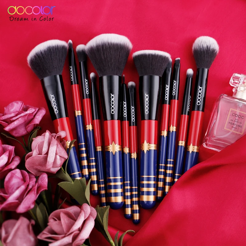 Docolor 12PCS Набор кистей для макияжа Косметическая основа Пудра Румяна Тени для век Губная помада Макияж Кисть Набор инструментов Maquiagem