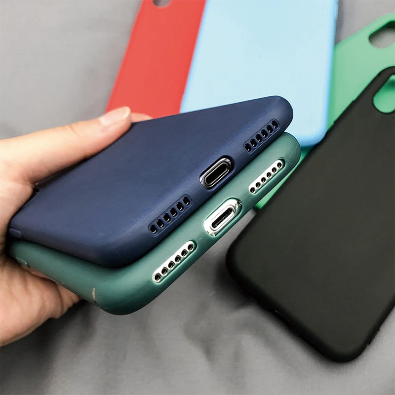 Классический простой матовый чехол для телефона iPhone X 7 8 Plus 6 6S XR MAX мягкий