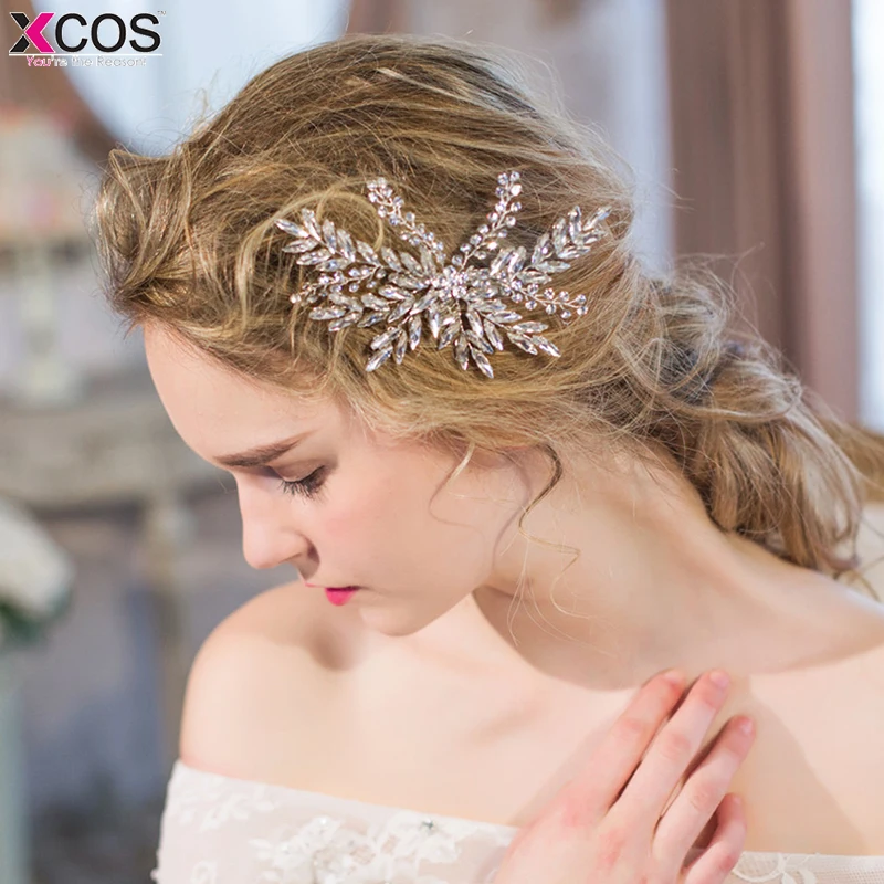 XCOS новый дизайн свадебное украшение из цветов расческа для волос кристалл