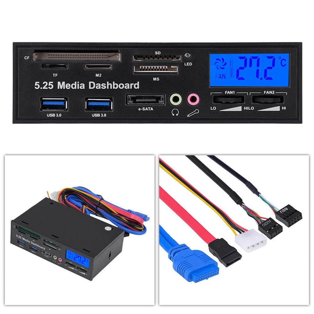 5,2" концентратор USB 3,0 все-в-1 кардридер медиа приборная панель ESATA оптический привод панель передняя панель
