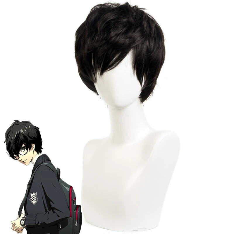 Парик для косплея Persona 5 Akira Kurusu термостойкие короткие прямые искусственные