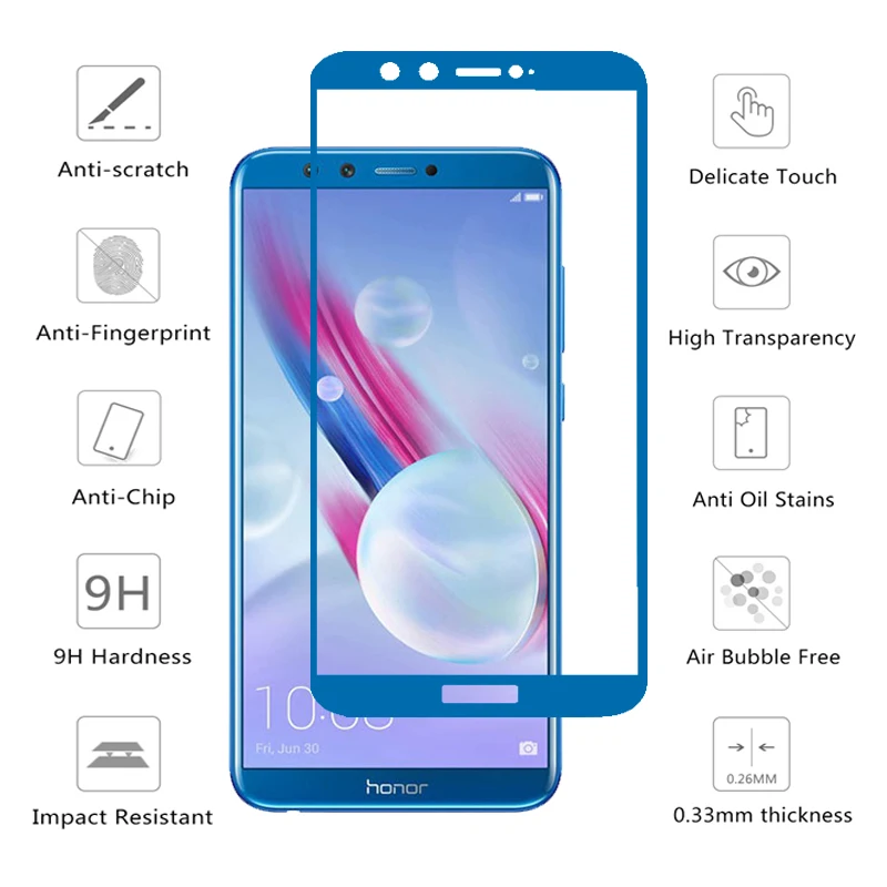 Закаленное стекло для Huawei Honor 9 Lite 2 шт. полное покрытие защитное на Honor9 Light 32 ГБ 64
