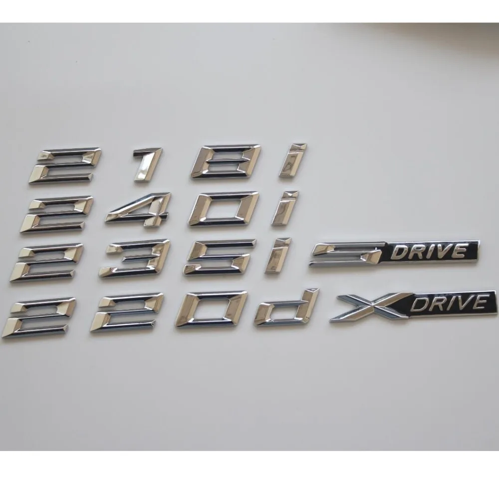 

Chrome Shiny Silver Letters Words Trunk Emblems Badges for BMW F22 F23 F87 218i 228i 220i 235i 230i 218d 225d 220d XDrive SDrive
