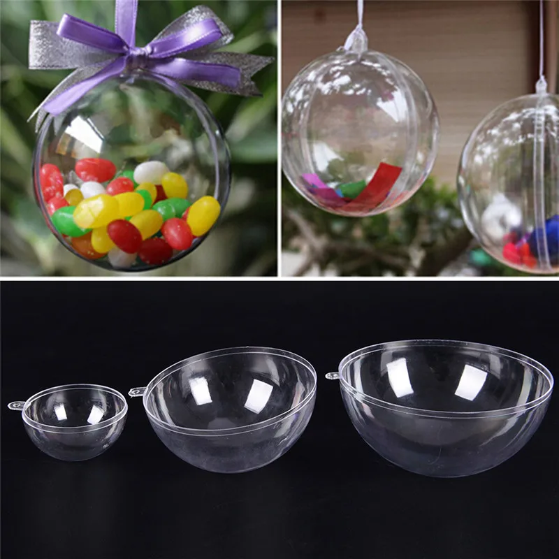 

1pcs 6-10cm Transparent Hanging Ball Xmas Tree Bauble Clear Plastic Home Party Christmas Craft Decorations Gift