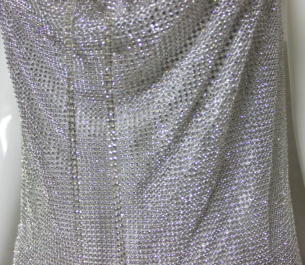 Женское платье YACKALASI вечернее с кристаллами и металлической сеткой элегантное