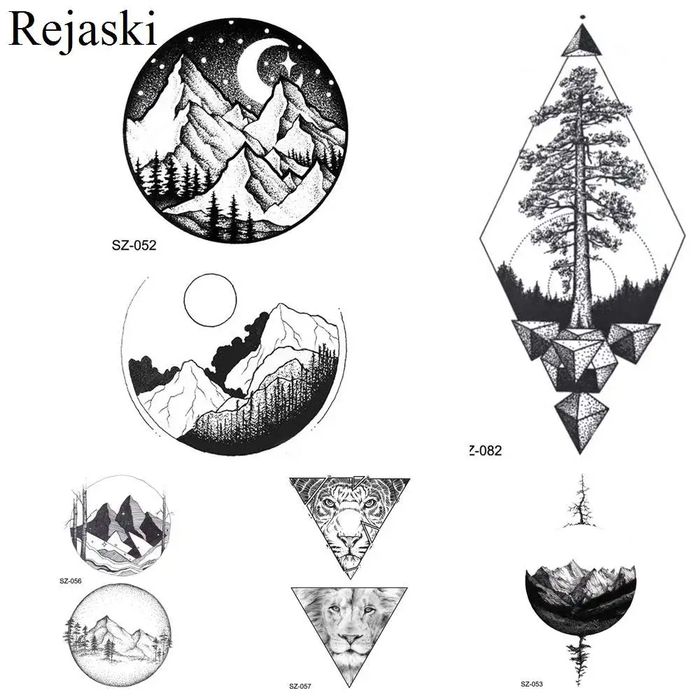 Геометрические круглые татуировки Rejaski наклейки для женщин искусство на руку