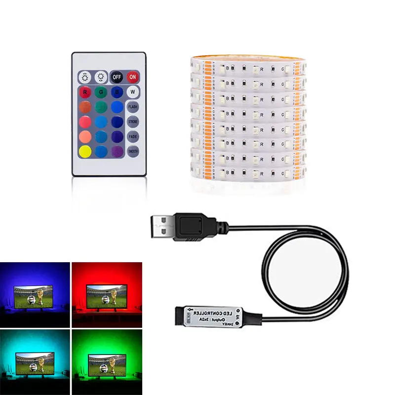 50CM 1M 2M 3M 4M 5M USB LED strip DC 5V SMD 3528 RGB Flexible Light Lamps TV Background Lighting Adhesive Tape | Освещение