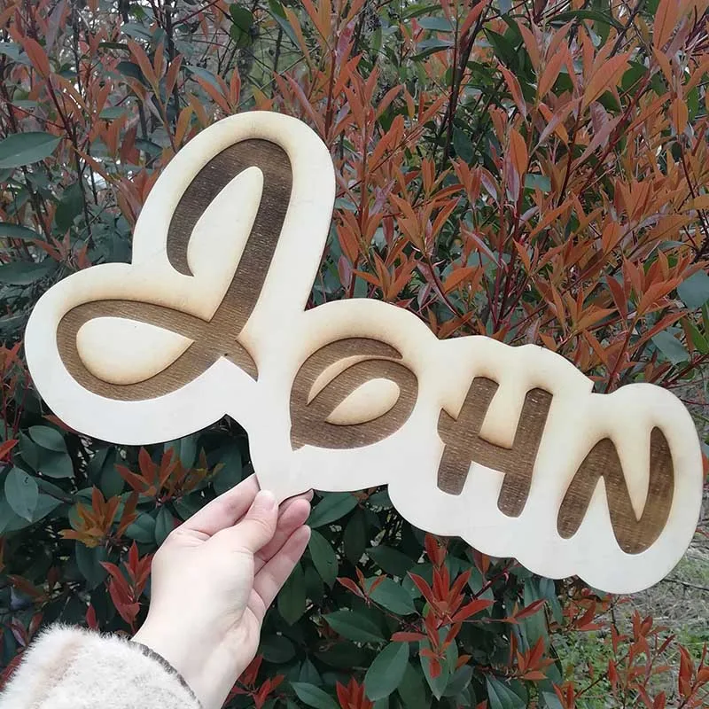 Индивидуальный деревянный знак имени для детского душа золотистое/Серебряное