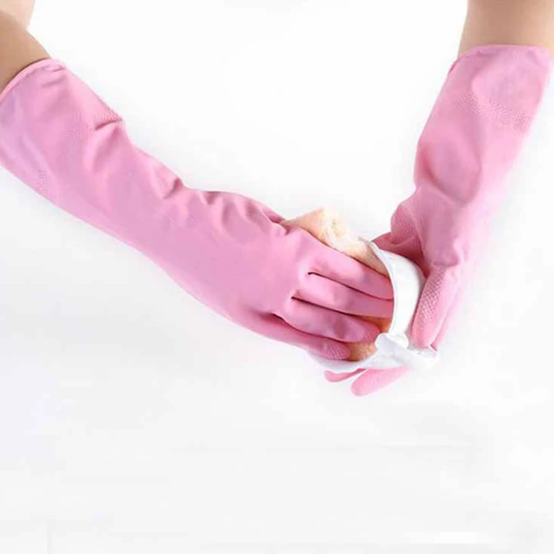 Латексные перчатки для мытья посуды бытовые стирки кухни в наличии три цвета