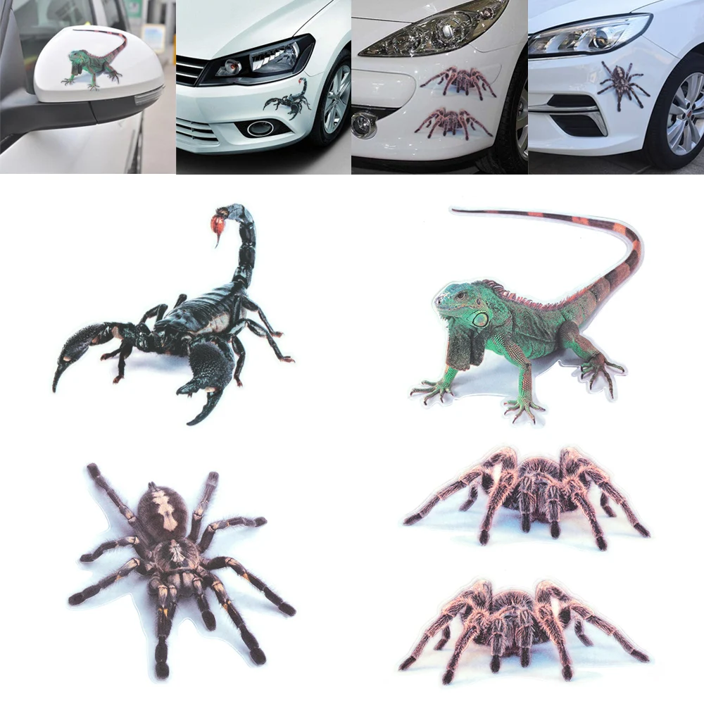 Новый 3D паук скорпион ящерица ползающая наклейка для автомобиля царапины Крышка