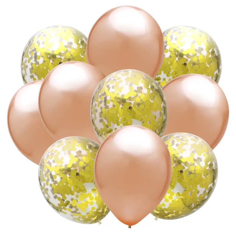 rose gold and gold 10 шт. 12 дюймов Смешанные конфетти воздушные шары на день рождения украшения для детей и взрослых Металлические Шарики Детские воздушные шары для девочек - Цвет: rose gold and gold