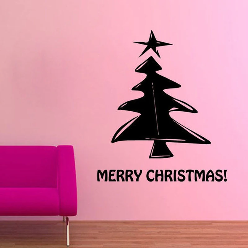 Забавная Рождественская елка художественная Настенная Наклейка семейная