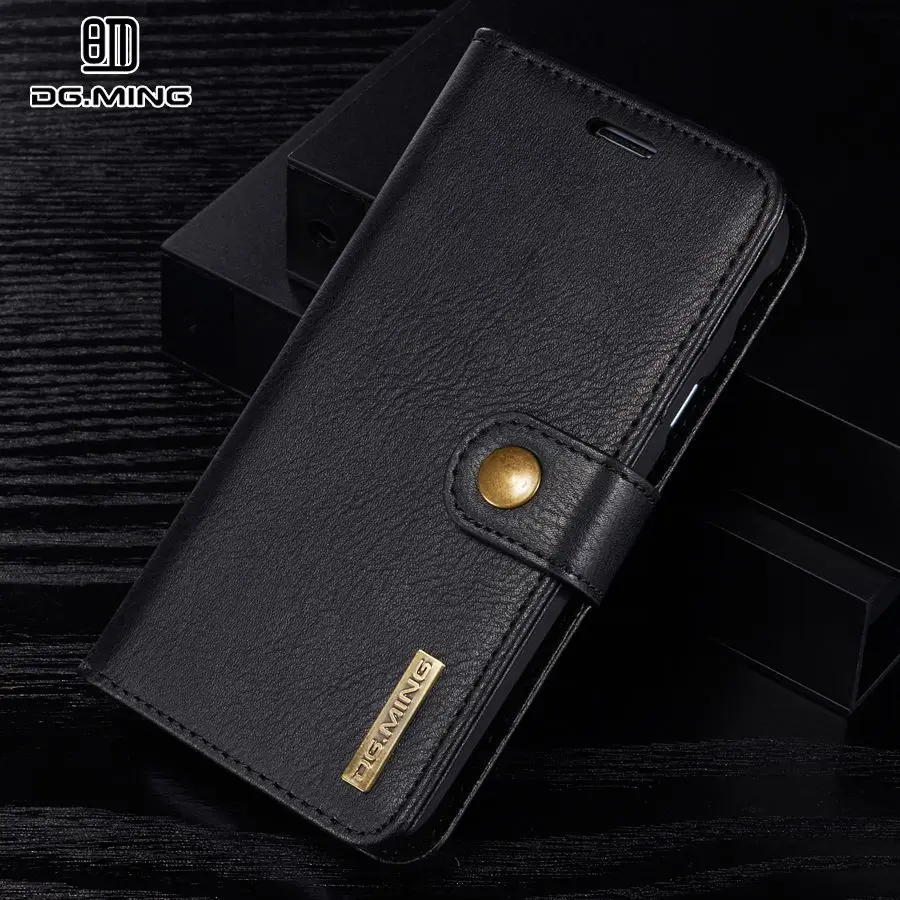 Black DG. MING кожаный чехол для iPhone 6 6s 7 8 Plus X XR XS Max чехол для Coque iPhone 7 Магнитный откидной Чехол кошелек чехол для телефона оболочка - Цвет: Black