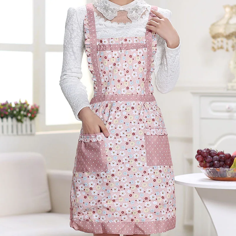 style13 Женский винтажный гофрированный кружевной двойной тканевый кухонный фартук в горошек, фартук для шеф-повара, платья для официанток, домашний сарафан в стиле ретро, Uniform25 - Цвет: style13