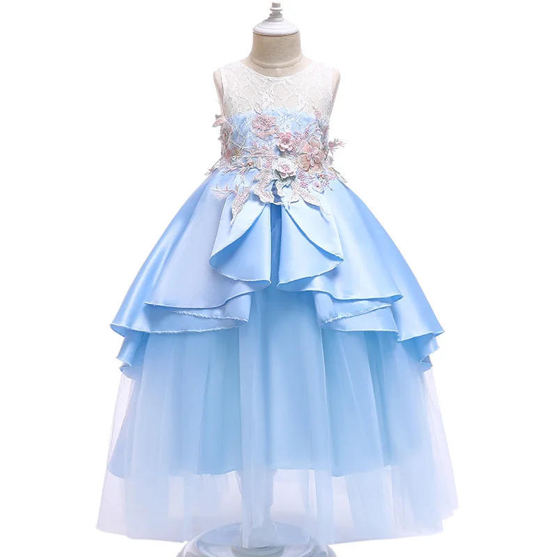 Новые Платья с цветочным узором для девочек высококачественные бисерные Бальные