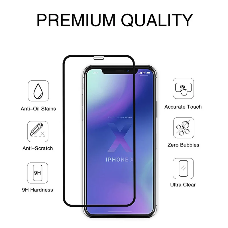 Закаленное стекло для iPhone X 11 PET Edge 3D полное покрытие защита экрана закаленное