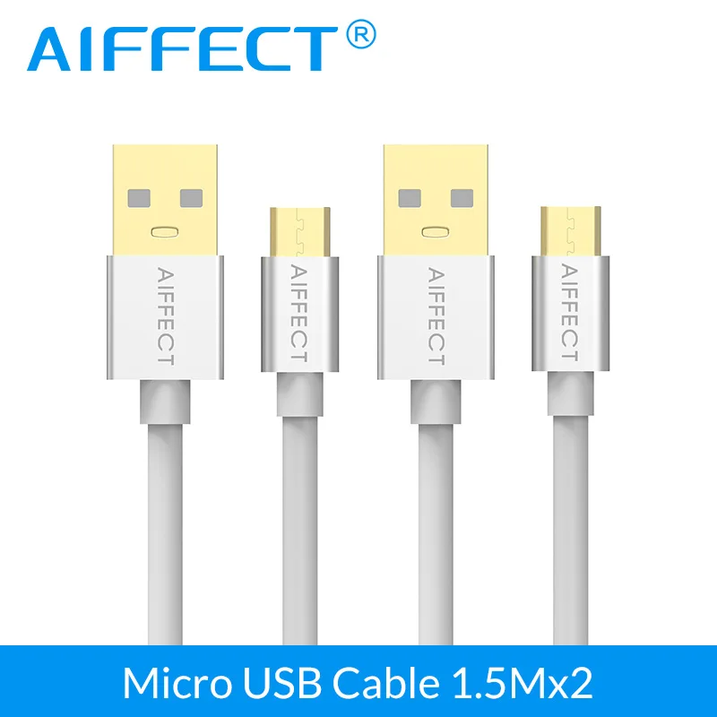 AIFFECT 2 шт 5 футов Высокоскоростной микро B кабель алюминиевый USB Micro для