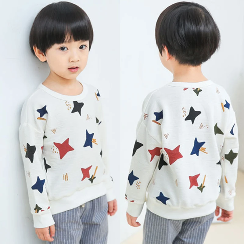 2018 Autumn Boys T-Shirt Casual Cotton Cartoon Clothes For ullover Fashion Warm Star Print Long Sleeves Tops Kids Clothing |