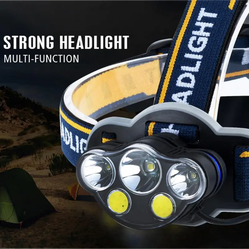 Наружный дорожный 3x XM L T6 LED + 2xcob индукционный налобный фонарь перезаряжаемый для