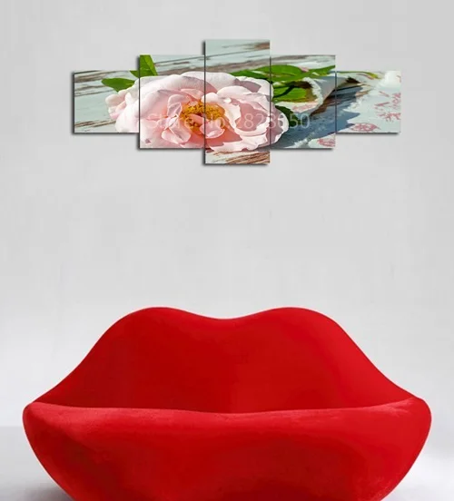 Картина на холсте с розовыми синими и полевыми цветами 5 панелей|wall pictures|spray