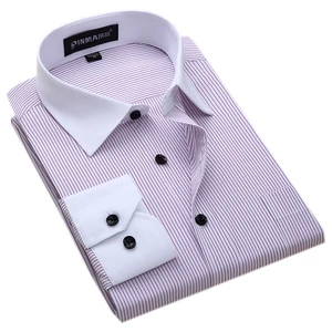 Новое поступление, брендовая Высококачественная Мужская рубашка в полоску с длинным рукавом, мужская деловая формальная рубашка, рубашка для мужчин
