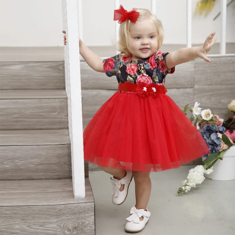 

Christmas Baby Girls Baptism Dress For Evening Prom Party Costume Girls Kids Clothes Wedding Birthday Gown Little Girl Red Gown